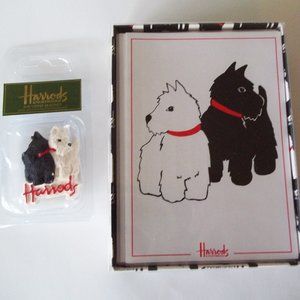 Harrods Westie Scottie Dog Magnet & 10 Note Cards